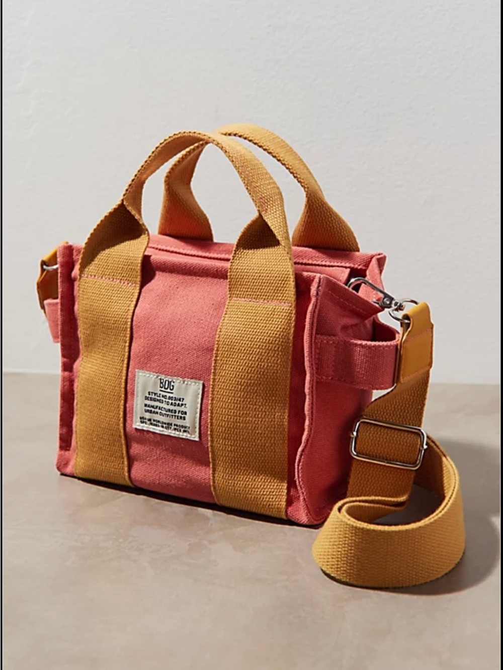 BDG Serena Crossbody Tote in Coral & Mustard